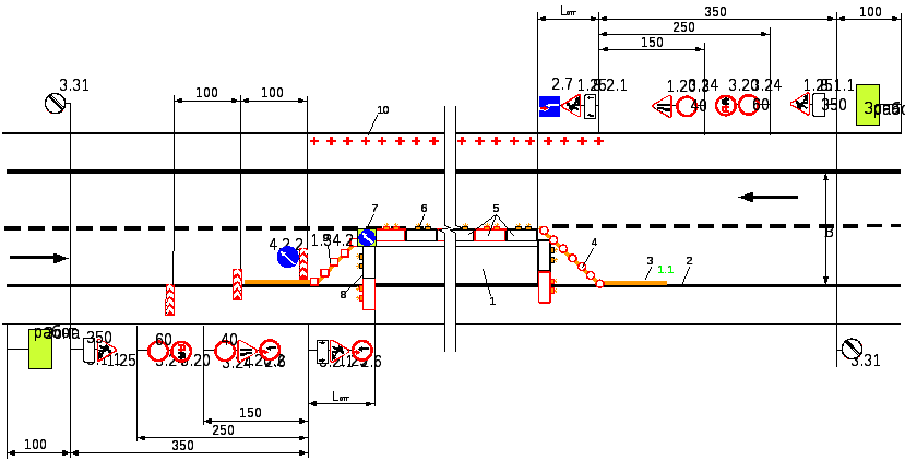 Обозначение дорожного ограждения на плане - 85 фото