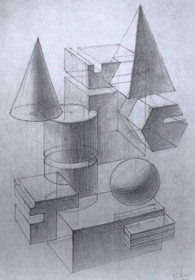 Построение геометрических фигур 7 класс. Группа геометрических тел в перспективе. Композиция из геометрических тел. Композиция из геометрических фигур. Рисование композиции из геометрических фигур.