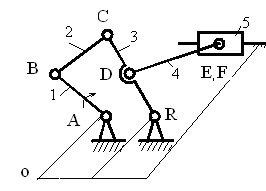Структурная схема рычажного механизма изображена на рисунке