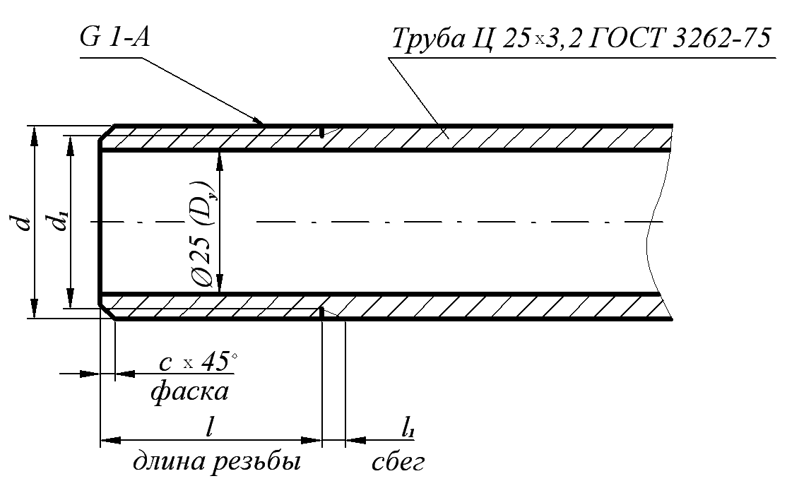 Наружный диаметр на чертеже