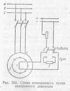 Схема пуска синхронного двигателя