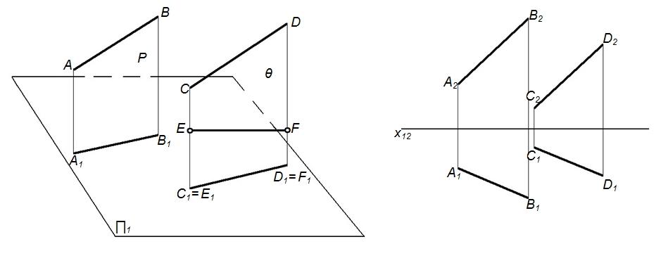 Параллельная 11 б. Прямые АВ И СD В пространстве:. На рисунке показан двухкартинный комплексный чертеж. Нарисуйте прямую АВ. Какую фигуру на прямой АВ образуют.