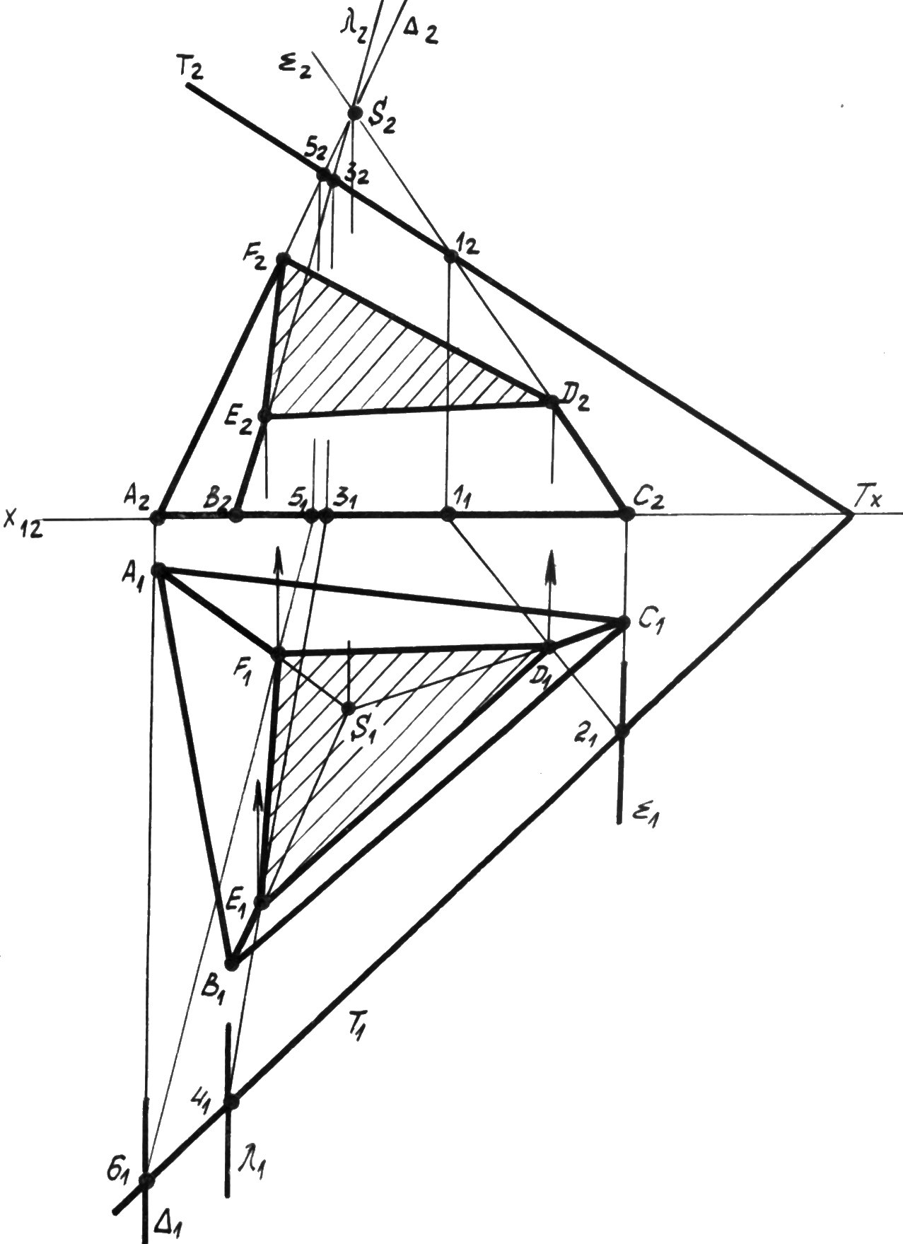Сечение поверхности плоскостью пирамиды. Пересечение пирамиды плоскостью общего положения. Пересечение многогранника плоскостью. Пересечение пирамиды плоскостью Начертательная геометрия. Сечение многогранника плоскостью общего положения.