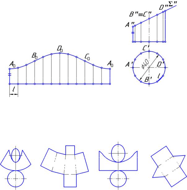 Построение чертежа развертки поверхностей цилиндра а два вида б развертка поверхностей