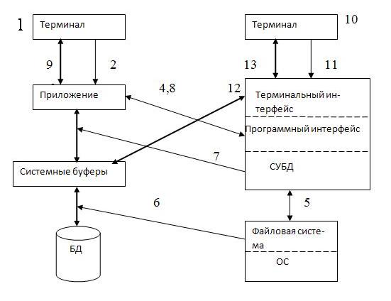 Объясните схему работы пользователя с базой данных