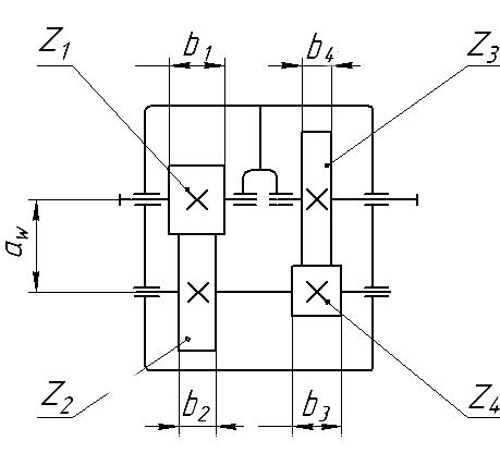 Кинематическая схема редуктора двухступенчатого