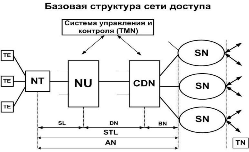 Модель сетей доступа. Сети доступа. Структурная схема сети абонентского доступа. Типовые структуры сети доступа. Базовая сеть.