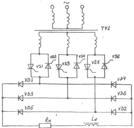 Трехфазная мостовая перекрестная схема вп