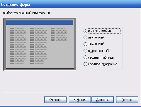 Выбрать внешний. Внешний вид формы access в один столбец. Как задать внешний вид формы. Выберите внешний вид в в один столбец. Какие типы (внешний вид) формы предлагает создать мастер форм.