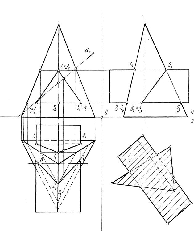 Сечение поверхности и пирамиды. Начертательная геометрия пирамида с призмой. Начертательная геометрия проекция Призмы. Начертательная геометрия Призма. Пересечение поверхностей Начертательная геометрия Призмы.