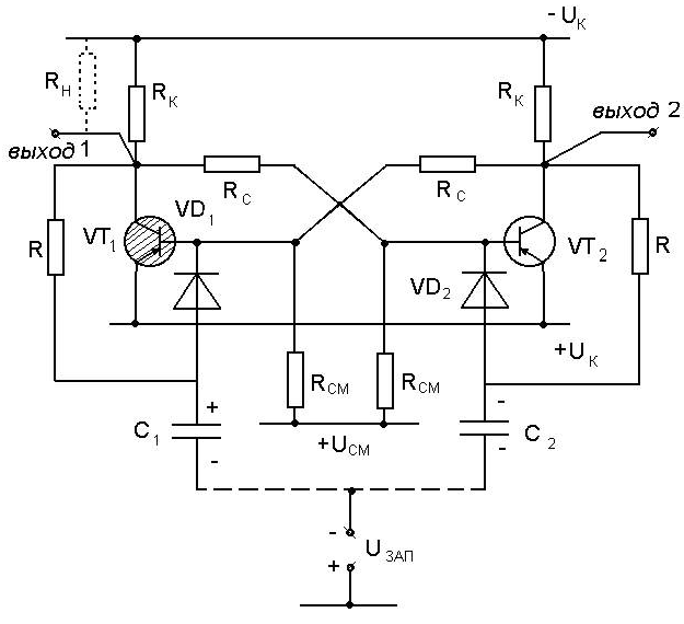 Схема статического триггера на транзисторах