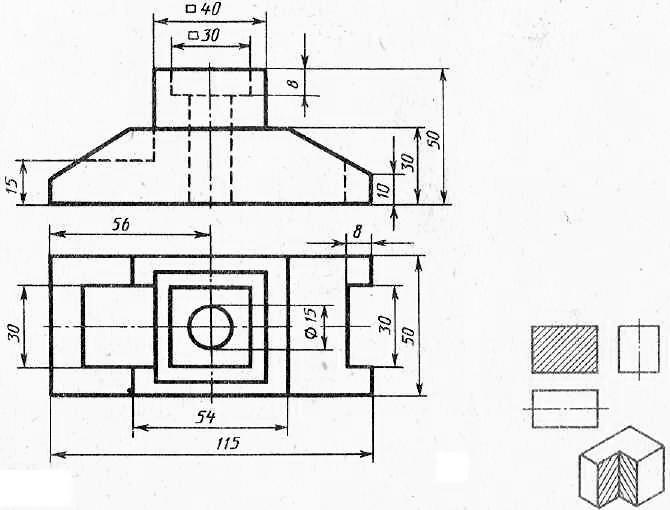 Графическая работа номер 14 чертеж детали с применением разреза