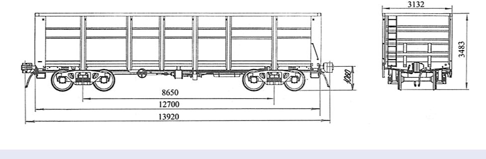 Общая длина вагона. Модель вагона 12-4102. Полувагон модели 12-4102. 4х осный полувагон 12-4102. Полувагон 13920 мм.