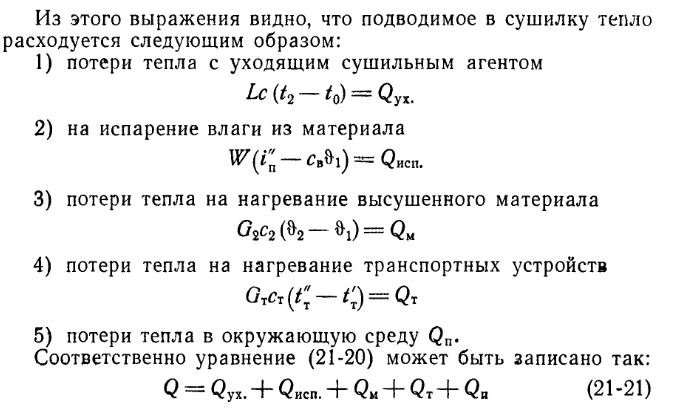 Материальный и тепловой балансы процесса сушки.