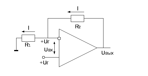 Схема неинвертирующего усилителя на оу