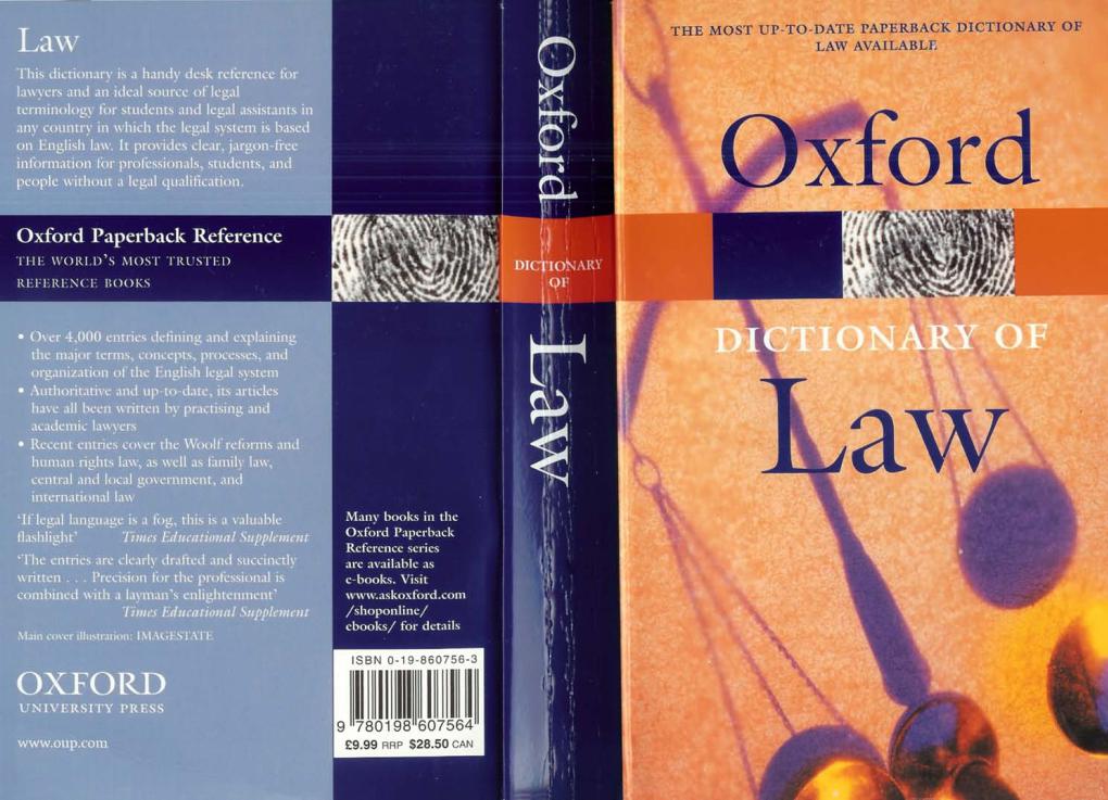 Elizabeth A Martin - Oxford Dictionary of Law, 5th Ed. (2003)