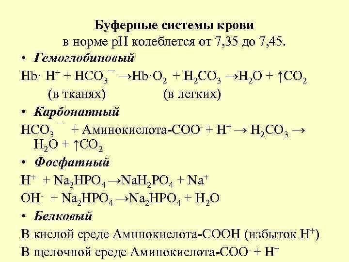 Бикарбонатный буфер схема