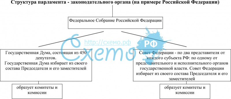 Верхняя и нижняя палата парламента рф. Структура парламента РФ схема. Структура парламента России. Структура российского парламента схема. Парламент РФ схема.