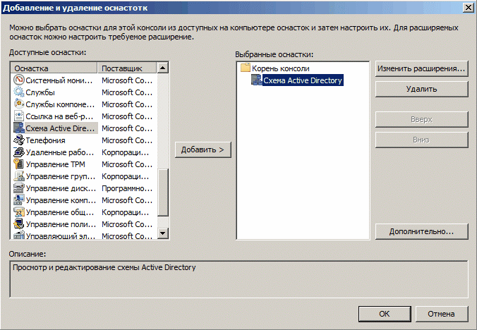 Оснастка управления пользователями. Управляющие оснастки Active Directory. Расширение схемы Active Directory. Добавление оснастки в консоль что это. FSMO роли.