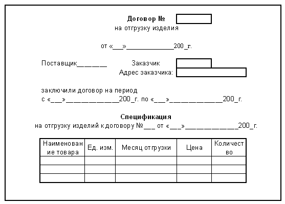 Отгрузочная ведомость образец