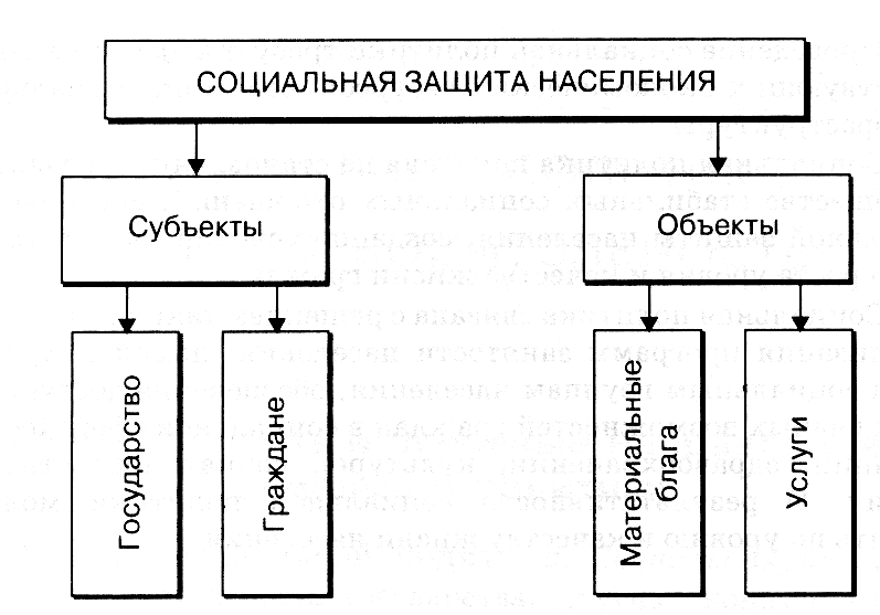 Субъекты социальной защиты населения схема