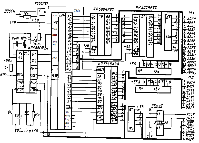 Процессор кр580вм80а схема