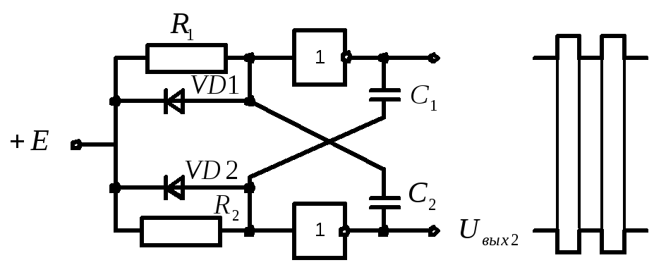 Мультивибратор на логике схема
