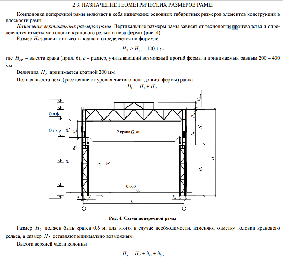 Расстоянии от верхней точки. Отметка головки подкранового рельса. Отметка головки кранового рельса. Уровень головки кранового рельса. Компоновка поперечной рамы производственного здания.