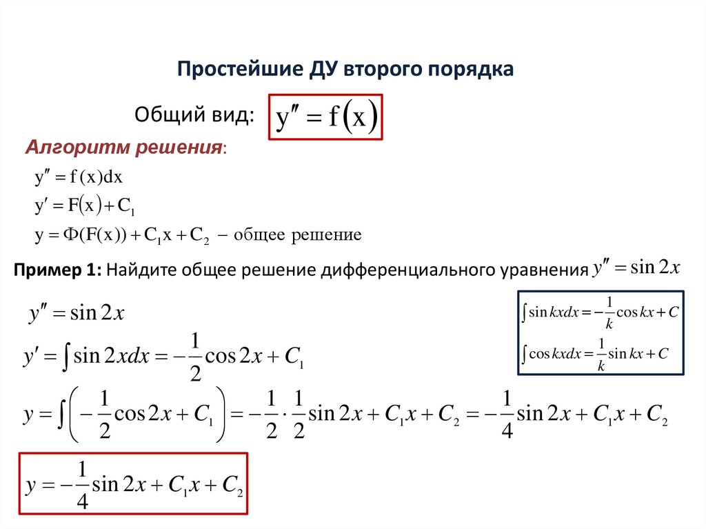 Простейшие дифференциальные уравнения первого порядка примеры Тема 2.3. Дифференциальные уравнения и их применение в медицинской практике през