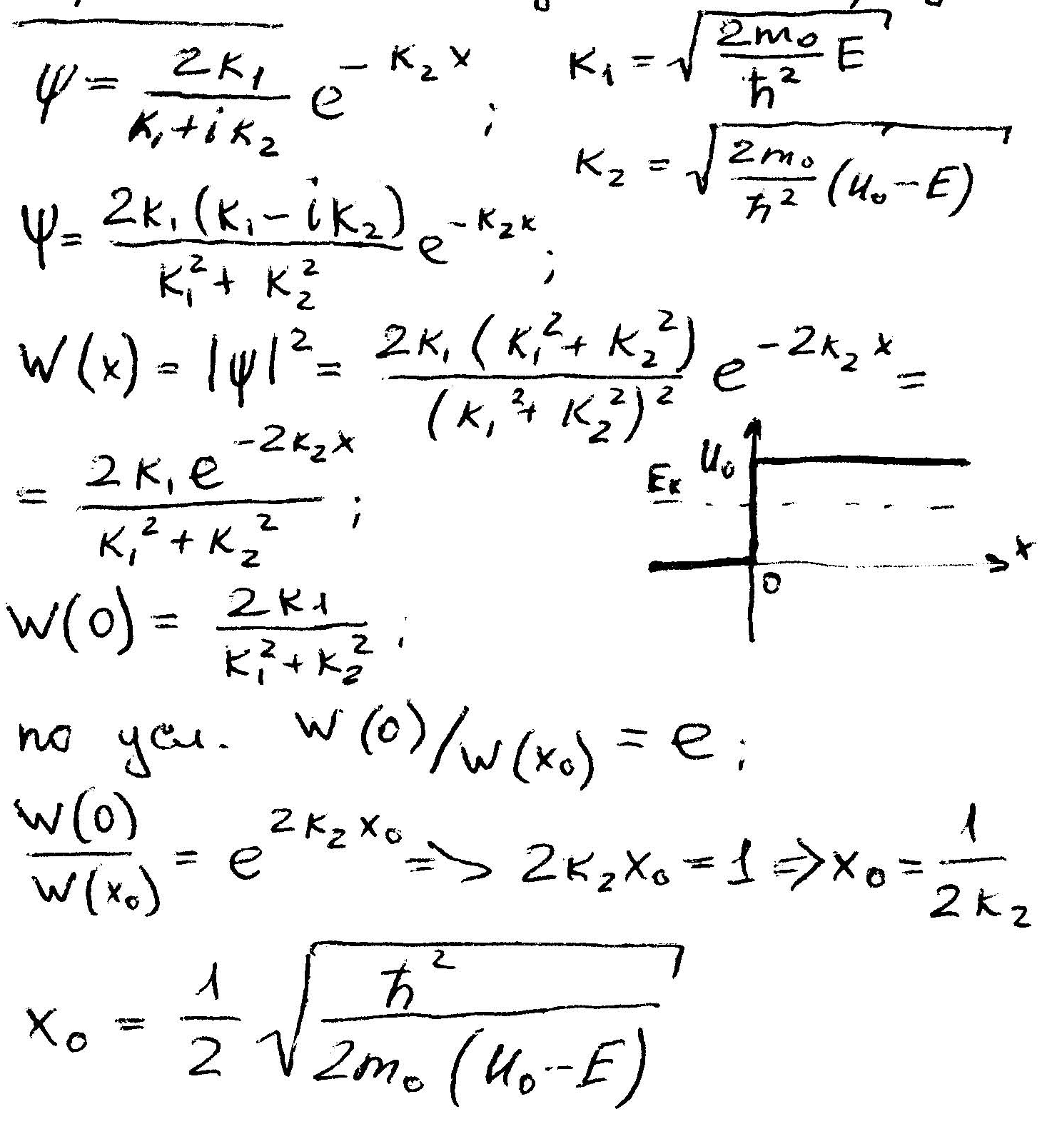 Частица массой m. Падение частицы на прямоугольный потенциальный барьер. Частица массой m u(x)=u0. Падение частицы на потенциальный порог. Частица с массой 0.